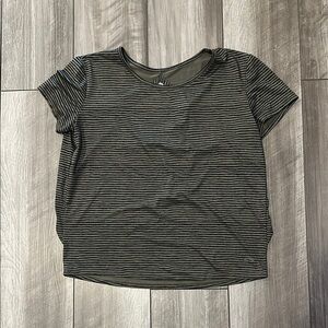 Striped Green and Gray Women's Athletic Top